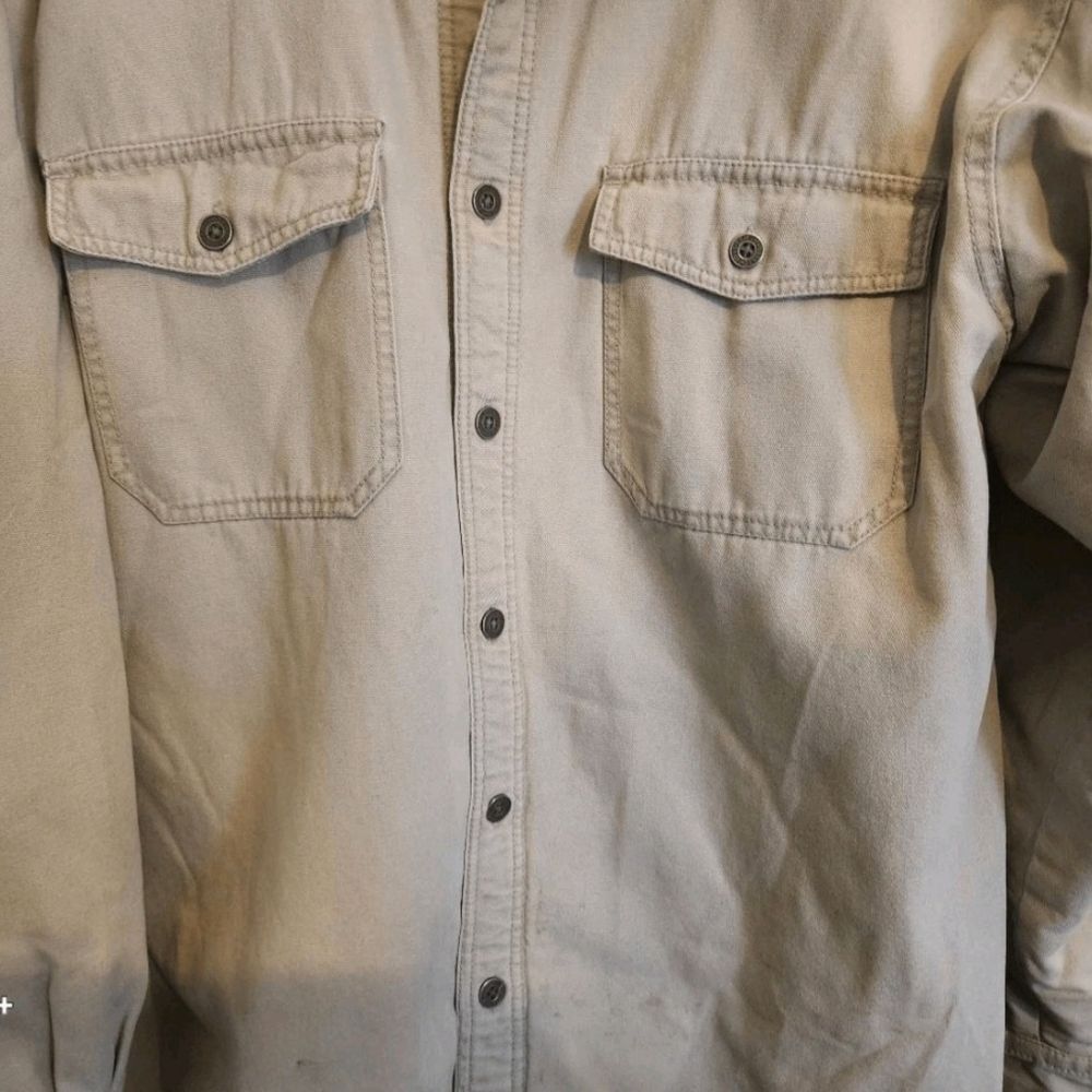 O42 Levi Strauss & CO Mens Cream Button-Up Work Barn Jacket Brown & Cream Lining - Picture 3 of 10